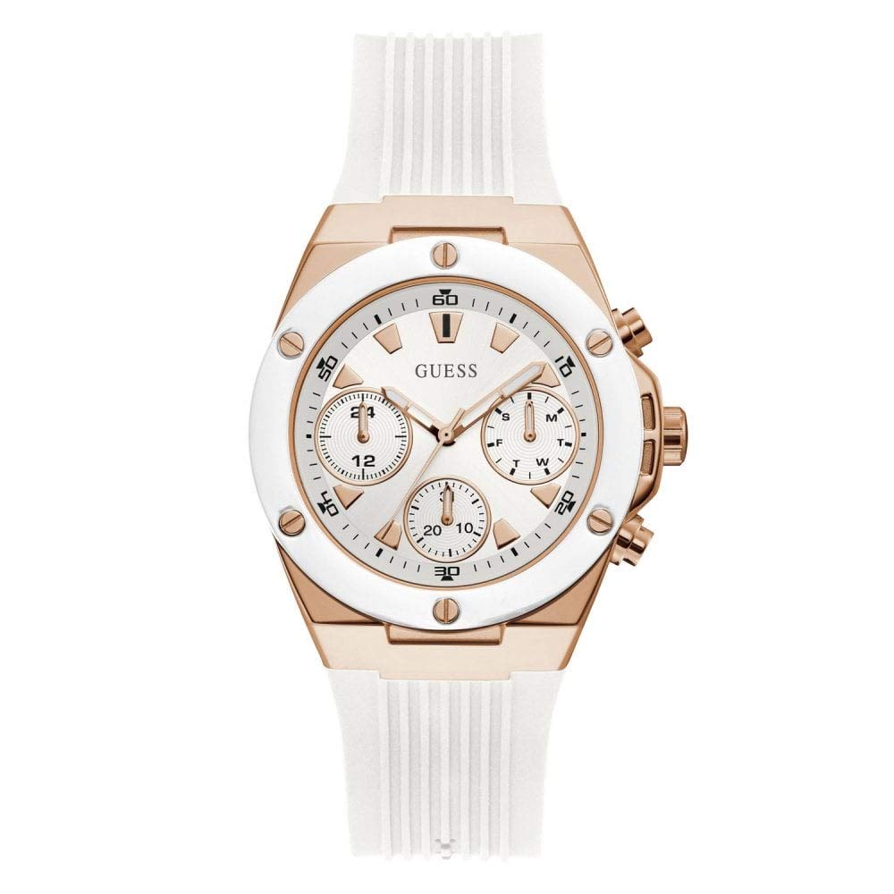 Ladies Sport Clear Multifunction 39mm Watch – Transparent Dial Rose Gold-Tone Stainless Steel Case with Pink Transparent Polycarbonate Strap