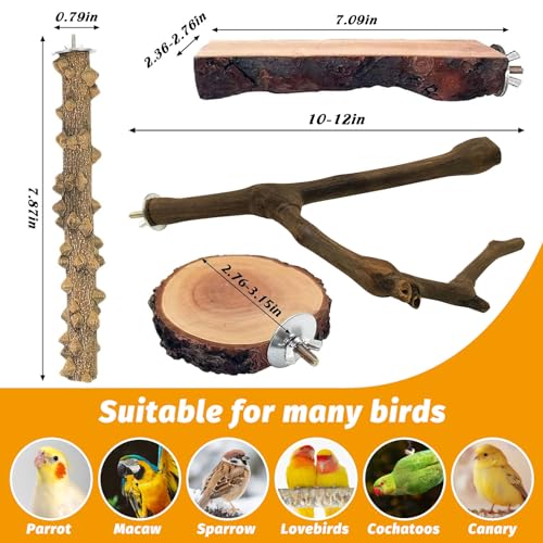 Image of 6Pcs Natural Wooden Bird Perch Grape Stick Claw Grinding Fork Bird Perching Branch Claw Grinding Stick Parrot Standing Platform Parrot Cage Chewing Accessories for Parrots Lovebirds Parakeets