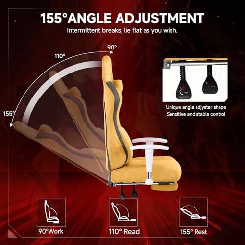 Image of GTPLAYER Gaming Chair, Computer Office Chair with Pocket Spring Cushion, Linkage Armrests and Footrest, High Back Ergonomic Computer Chair with Lumbar Support Task Chair with Footrest