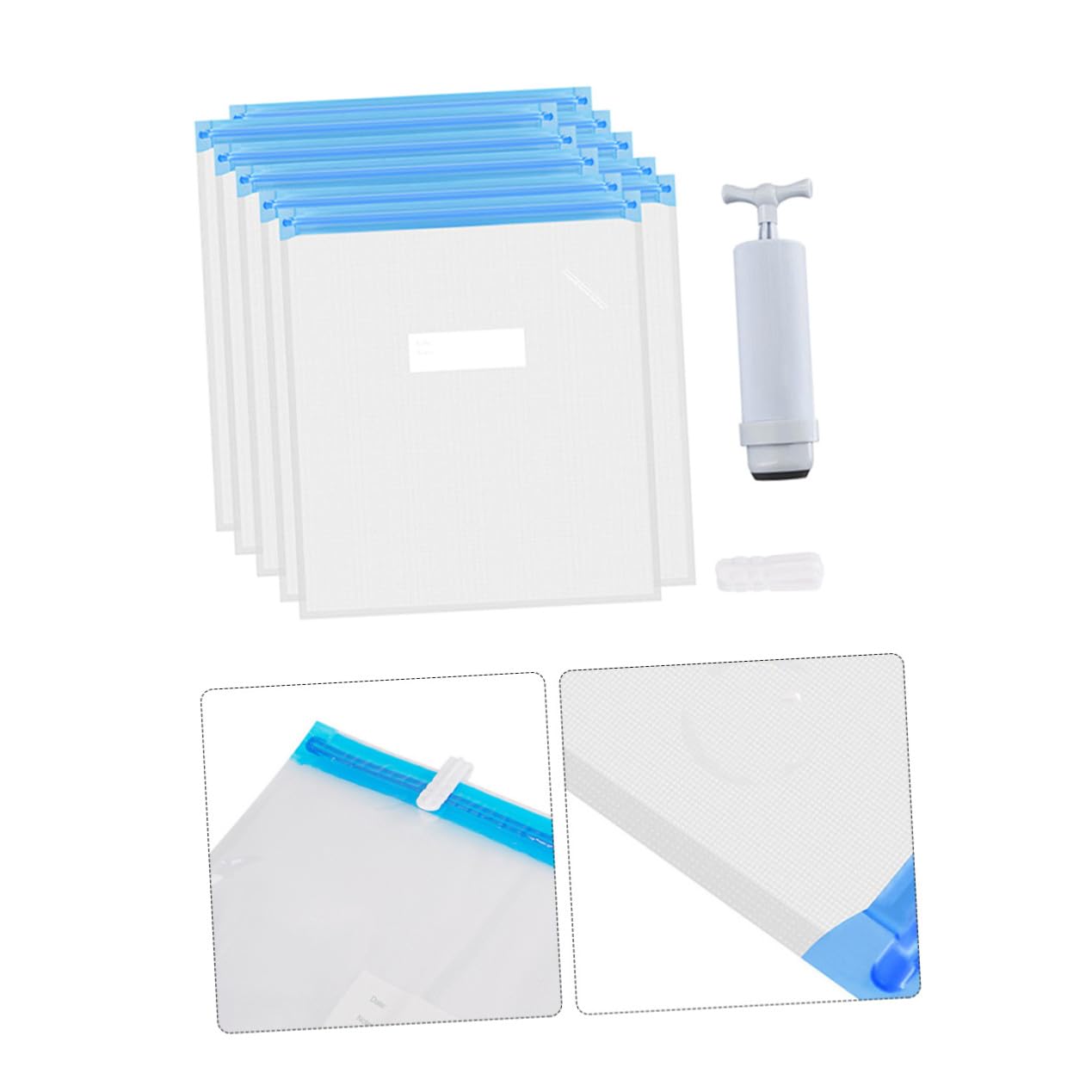 PRETYZOOM 2juegos Bolsas De Compresión Al Vacío Reutilizables Para Almacenamiento De Ropa y Consumibles Incluye Bomba Manual y Clips De Sellado Para Viajes y Organización Del Hogar