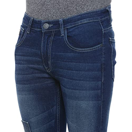 Image of Campus Sutra Men's Slim Jeans (AMZ22JN SHDKTP M PLN DBU AZ Dark Blue 34)