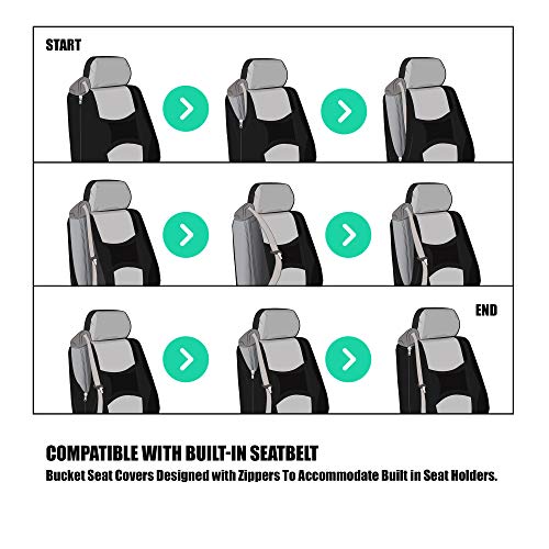 FH GROUP Front Set Cloth Car Seat Covers for Bucket Seats, 2 Piece Universal Fit, Washable Seat Covers for SUV, Sedan, Van in Beige