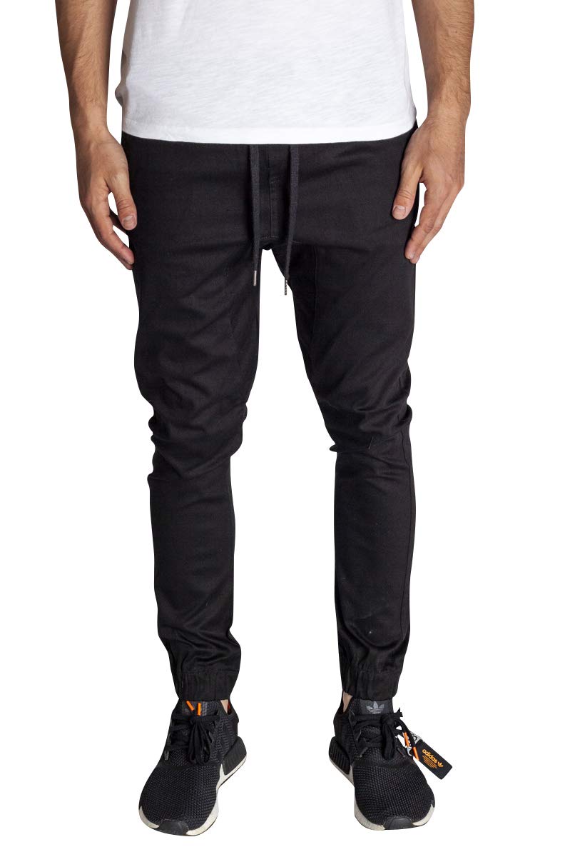 KDNKMen's Jogger Fit Stretch Twill Elastic Waist and Leg Drop Crotch Pants