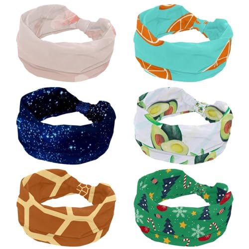 Bandeaux larges pour femme lot de 6 turbans élastiques à motif orange