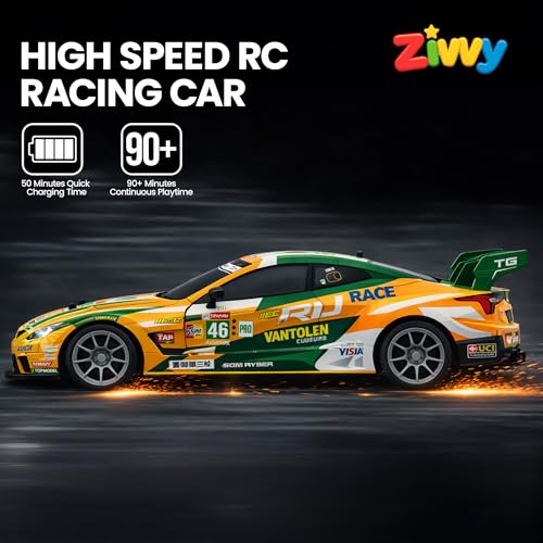 Image of Big Remote Control Car - Orange | 2.4G Rechargeable Drift Car with 100m Range | Smoke Effect, Neon Lights & Music | Best Gift for Boys & Girls 2 3 4 5 6 7 8+ Years