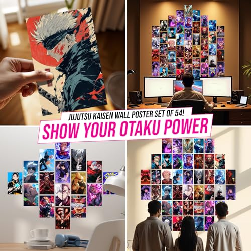 Image of Jujutsu Kaisen Manga Series Poster Set of 54 | 4x6 Inch Mini Poster Collage Kit | Yuji Itadori, Gojo Satoru, Sukuna, Megumi, Nobara | Jujutsu Kaisen Wall Decor for Anime Fans | Manga Poster Collection