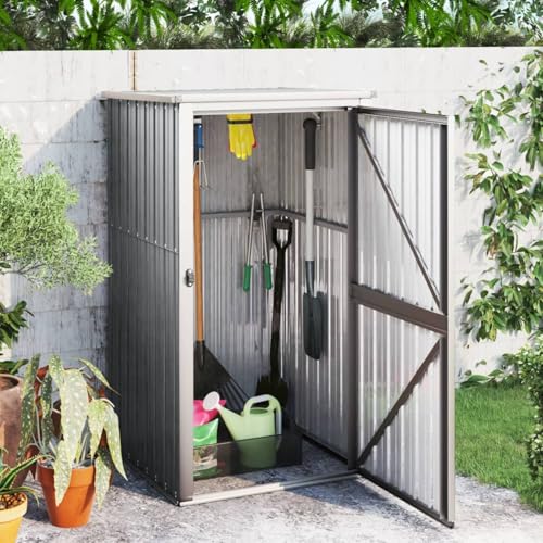 Tidyard Tool shed gray 88x89x161 cm galvanized steel Lawn, garden Model316206
