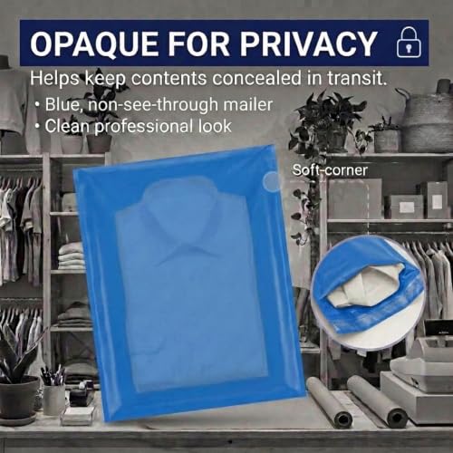 Image of BOX USA Shipping Bags 14 x 19 (100-Pack) Blue - Large Heavy Duty Self-Adhesive Envelope Poly Mailers for Packing