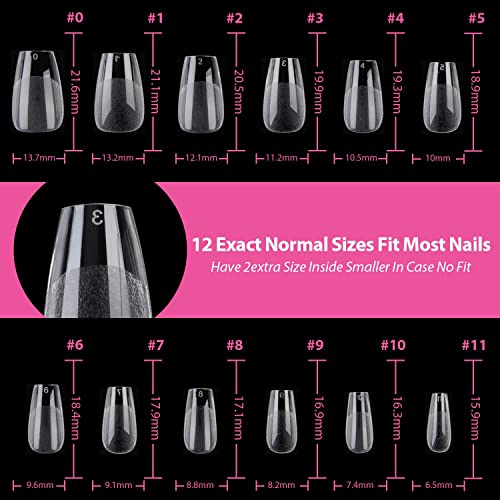 Image of UNA GELLA Short Coffin Gel Nails Tips 12 Sizes 120Pcs Pre-etched Full Cover | Half Matte Soft Gel Nail Tips Acrylic Clear False Nails for Nail Extensions DIY Salon Long Lasting