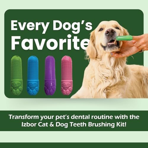 Image of Izbor Cat & Dog Teeth Brushing Kit- 360 Finger Toothbrush for Dogs, Soft Silicone Bristles, BPA- Free, Dental Tools for Dogs, Puppy Essentials for Daily Oral Care (4)