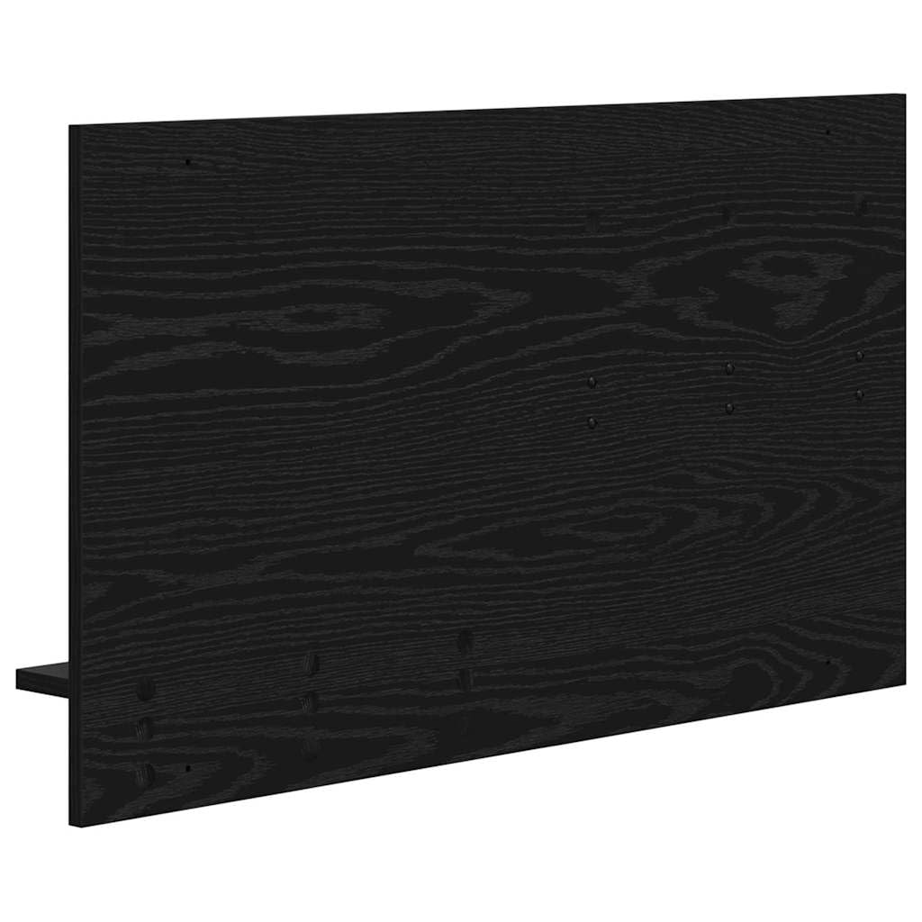Estantería de pared de roble negro 90 x 10 x 50 cm, con espejo y 2 estantes, diseño moderno, resistente y estable para pasillo, dormitorio, sala de estar y oficina