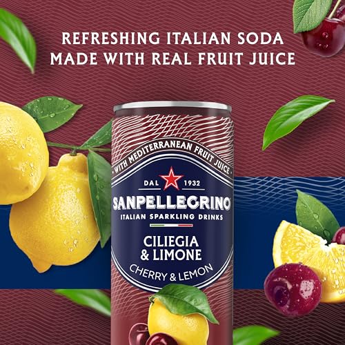 Image of Sanpellegrino Italian Sparkling Drink Ciliegia and Limone, Sparkling Cherry and Lemon Beverage, 24 Pack