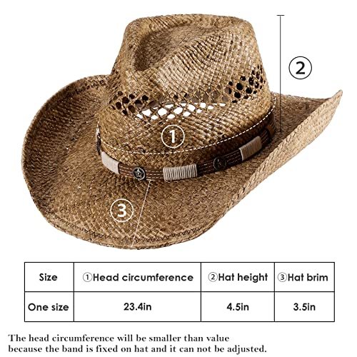 Mix Brown Western Hats For Women Cowboy Outback Raffia Sun Hat Cowgirl Summer Beach Hats Shapeable Wide Brim #TOP4