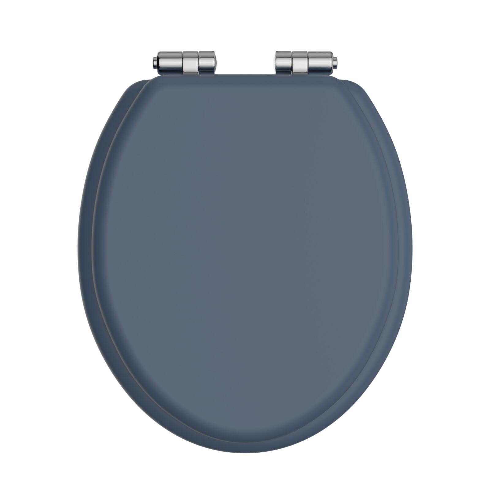 Hpw Maritime Blue, Chrome Hinges Heritage Maritime Blue Toilet Seat With Soft Close Chrome Hinges