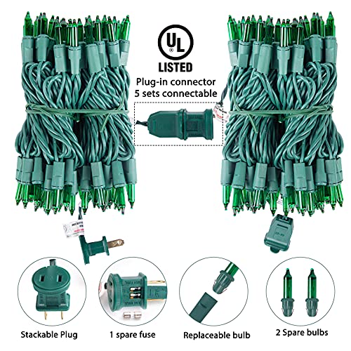 Image of Minetom St. Patrick's Day Mini String Lights, 100 Count 27 Feet Detachable Incandescent Bulb Waterproof Green Fairy Lights Plug in for Indoor Outdoor Party Patio Christmas Decoration, Green Wire