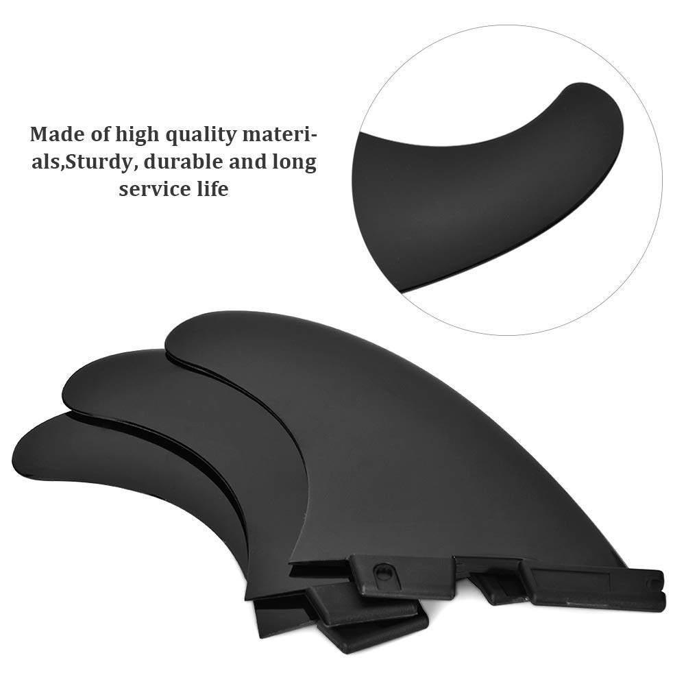 Aileron arrière de Planche de Surf, 3 pièces/Ensemble FCS2 G5 Fibre de Verre Noir aileron arrière de Planche de Surf Professionnel Accessoire de Surf Flexible pour Paddleboard