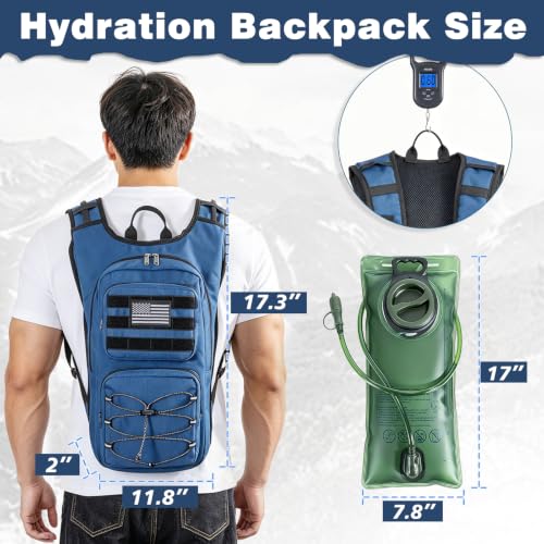 Image of Hydration Backpack, Tactical Molle Water with 3L TPU Water Bladder | Lightweight Military Hydration Daypack for Hiking, Running, Cycling, Climbing, Biking, 105 oz, Breathable Back Panel
