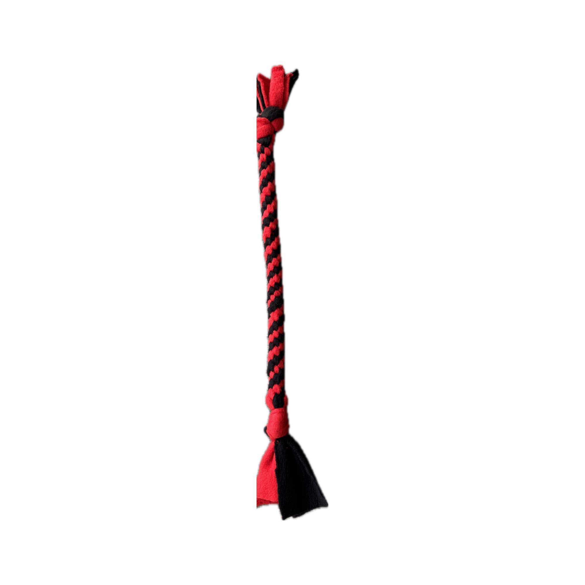Handmade Anti-Pill Fleece Dog Tug Toy Durable for Dogs & Puppies, Red & Black 50 cms
