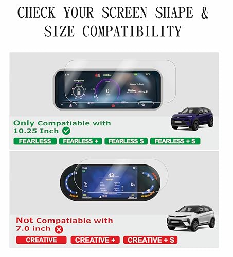 Image of OHAYO Instrument Cluster Screen Protector for Tata Nexon 2023 Facelift & 2024 Fearless Fearless S Fearless+ Fearless+S | 10.25 Inch Speedometer MID Display Guard | 9H Hardness, Military Strength, Anti-Scratch, HD Clear, Bubble-Free | Not Tempered Glass