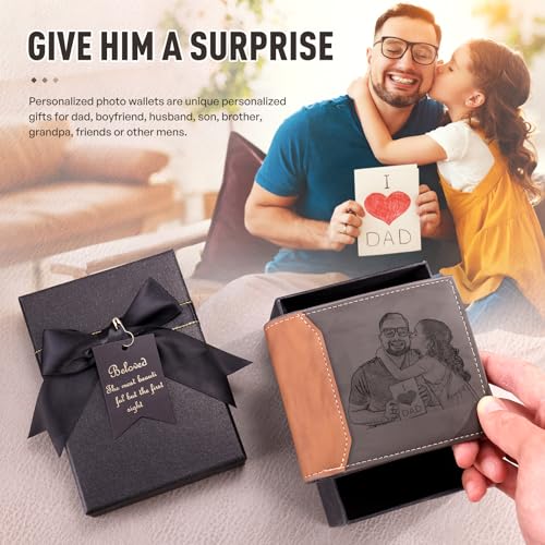Nameinhea Custom Wallets for Men Personalized Photo Wallet for Men Engraved Wallets Personalized Gifts for Husband Son, Dad Gifts for Fathers Day (Custom Wallet -1)4