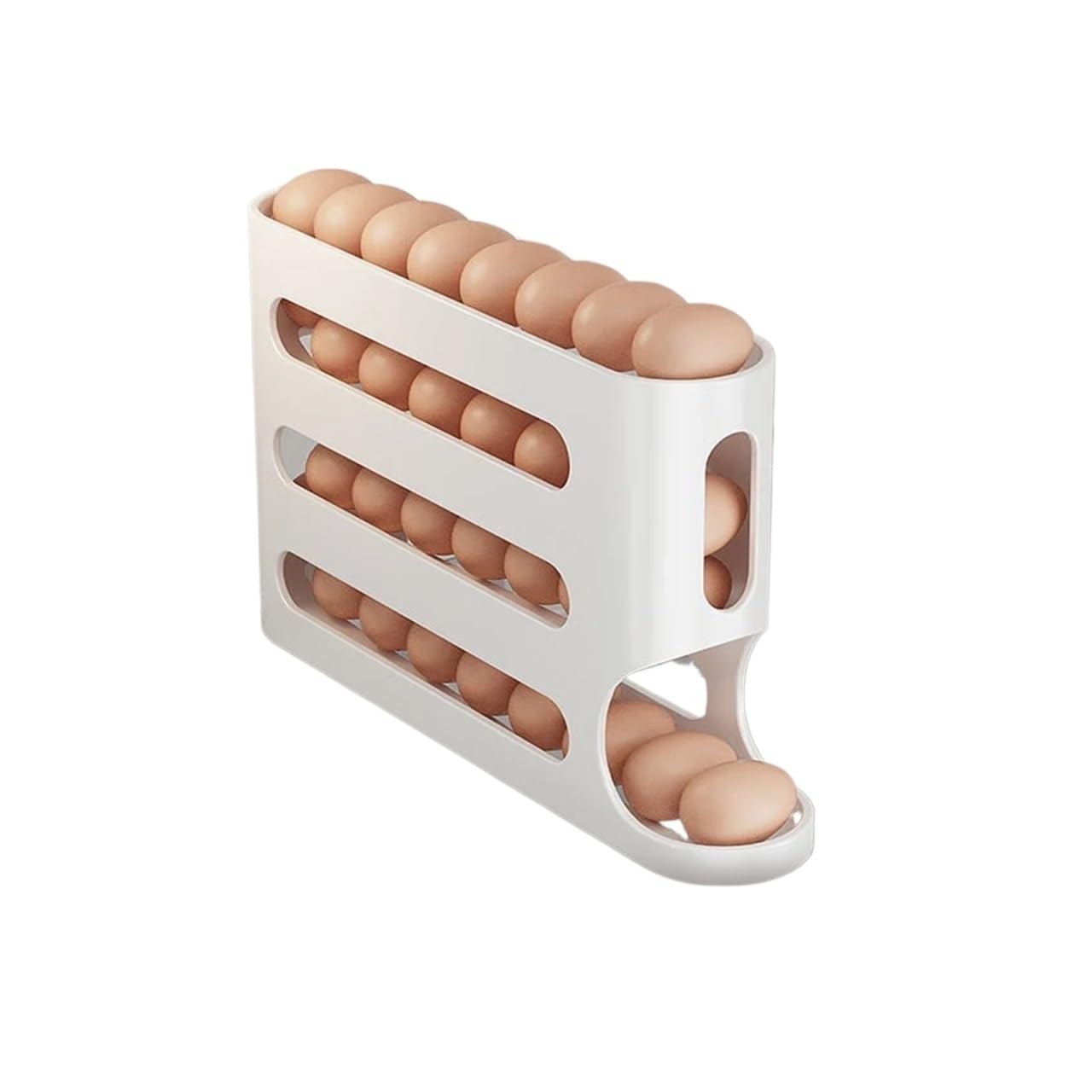 YCENJEPSAZ 4 Layers Automatic Rolling Egg Holder Rack Fridge Egg Storage Box Container Kitchen Refrigerator Egg Dispenser Fridge Organizer(B)