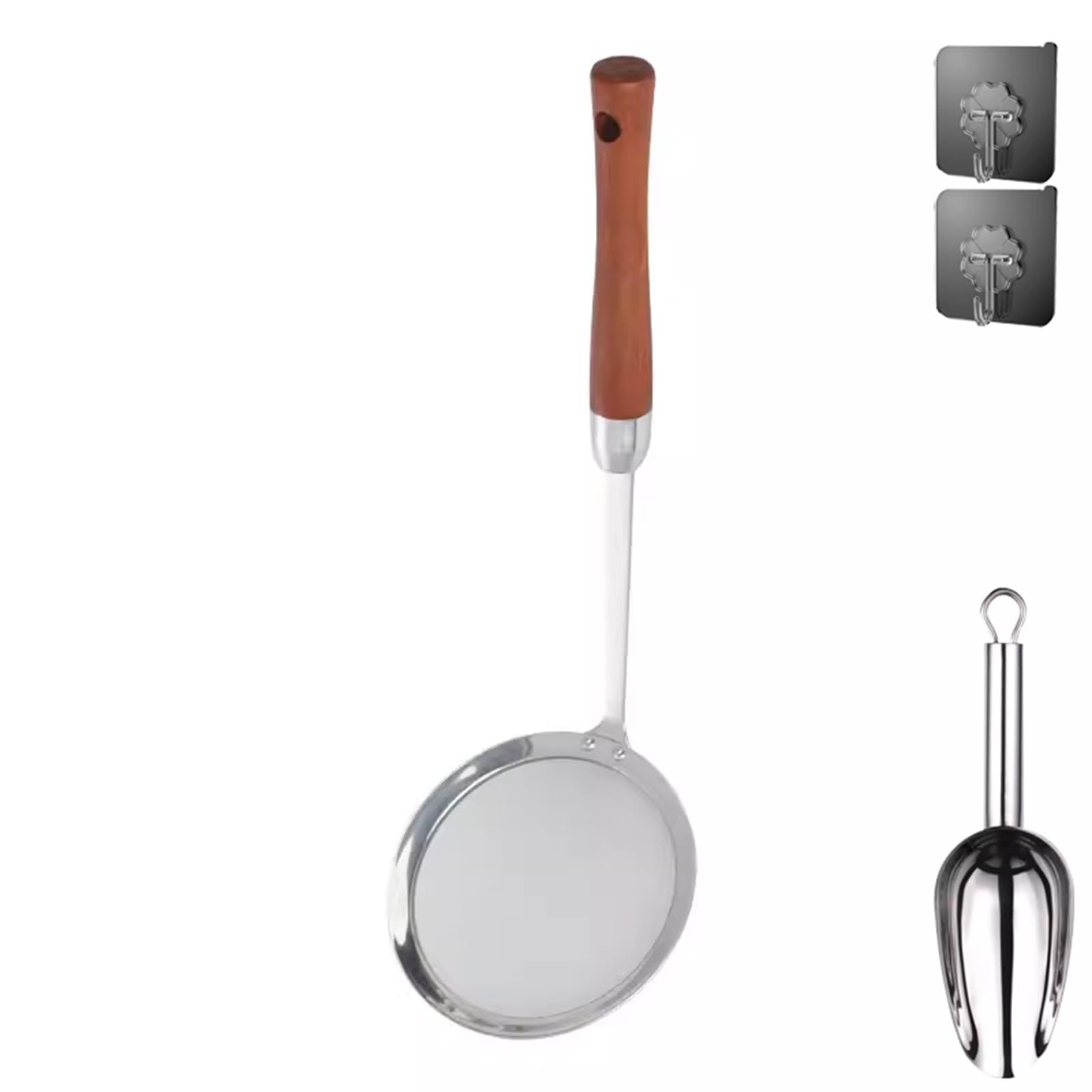 Juego de tamiz de harina, tamiz y colador de acero inoxidable con asas resistentes, perfecto para tamizar, colar, escurrir y enjuagar verduras (13,7 cm)