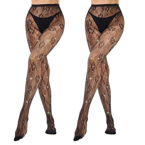 Women's Patterned Fishnet Tights Gothic Stockings High Waist Black Goth Pantyhose for Women
