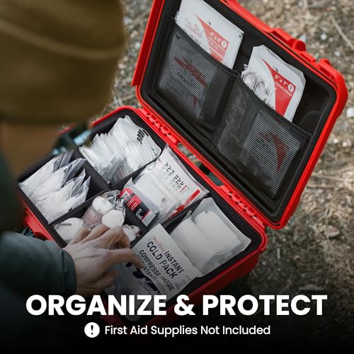 Image of NANUK 920 Waterproof First Aid Box Empty with Lid Organizer & Dividers - Durable Medical First Aid Organizer Case, IP67-Rated, Dustproof, Impact-Resistant, Floats (16.7 inch x 13.4 inch x 6.8 inch) - Red
