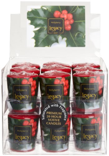 Root Scented Votive Candles, Box of 18, Hollyberry