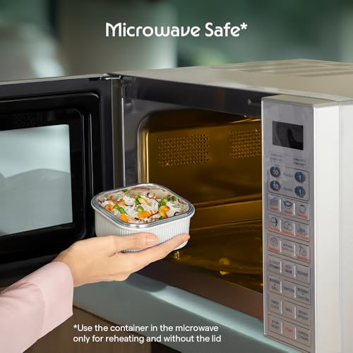 Image of Larah by BOROSIL Freshbyte Food Storage Container with Airtight Stainless Steel Lid | Fridge Container for Lunchbox | Food Grade | Microwave Safe (Grey, 400 ml, Square)