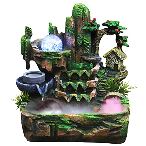 Tabletop Fountain Indoor with LED Lamp Atomization Effect, Small ...