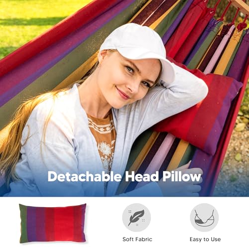 Image of SUNCREAT Hammock with Spreader Bar, Carrying Bag for Outside, Red & Yellow