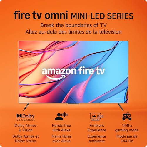 Amazon Fire TV 75" Omni Mini-LED Series, QLED 4K UHD smart TV, Do...