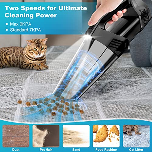 Cordless Handheld Vacuum for Car and Home - Lightweight, High Power with LED Light, Rechargeable, Ideal for Pet Hair