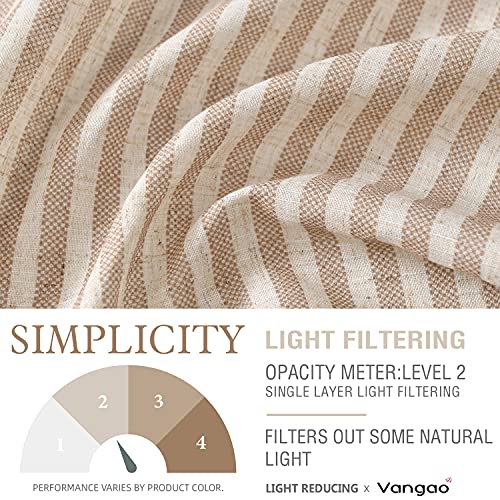 Vangao Stripe Farmhouse Kitchen Curtains 24 Inch Length Linen Cafe Curtains Tickingstripe Tier Curtains Pinstripe Semi-Sheer Small Window Curtains Rod Pocket 2 Panels Taupe On Beige #TOP5