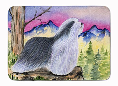 Caroline's Treasures SS8338RUG Bearded Collie Machine Washable Memory Foam Mat, Bathroom Rug, Non-Slip Bath Mat, Durable Thick Washable Rugs for Kitchen, Bathroom Quick Dry, Decorative Artwork,