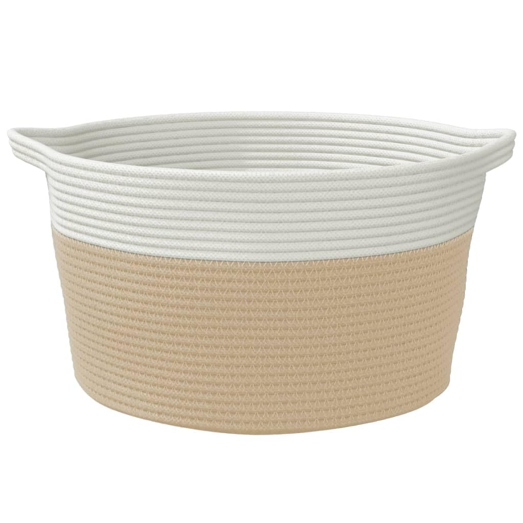 Cesto portaoggetti in cotone/poliestere, intrecciato, beige e