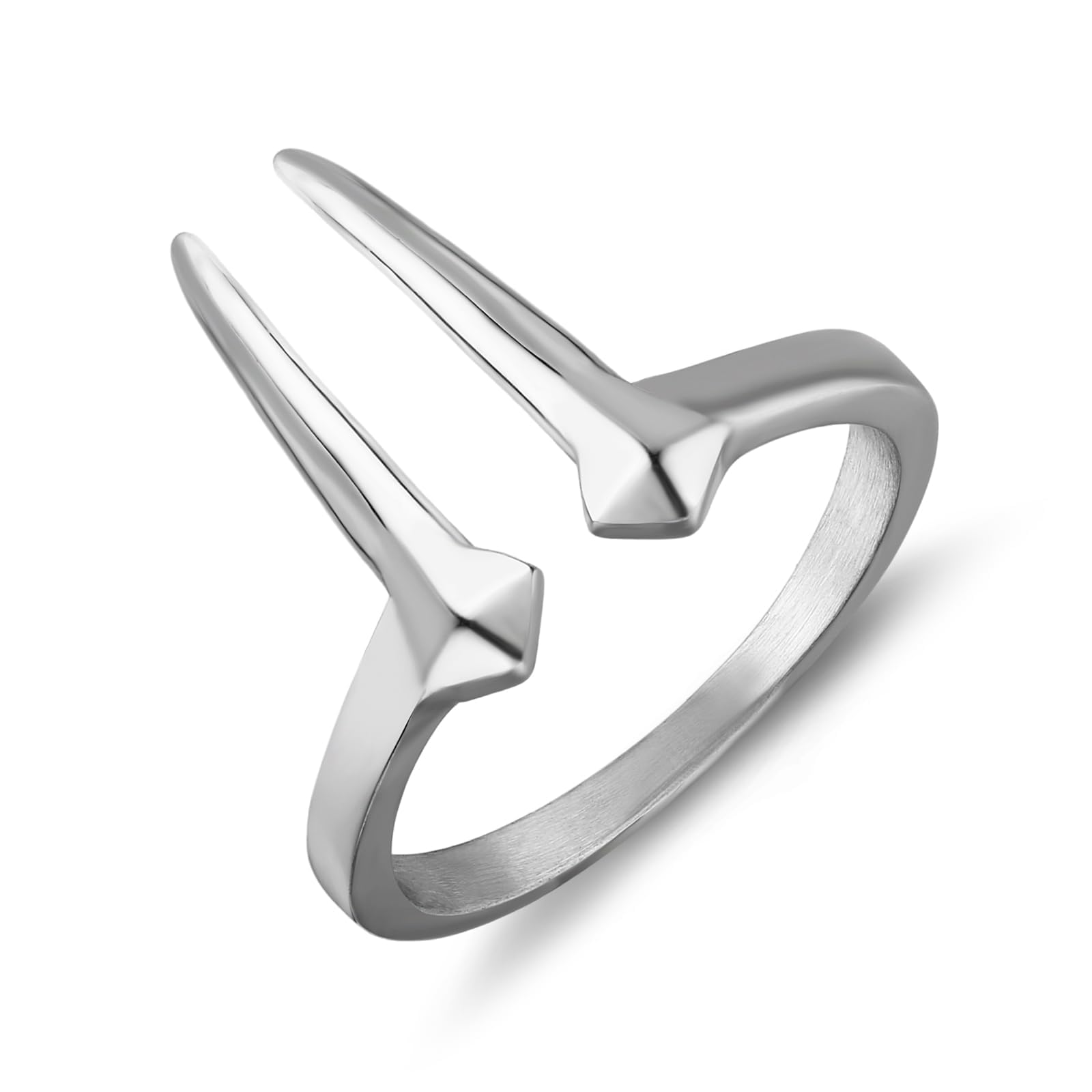 HZMAN Snake Tooth Ring Gothic Punk Hip Hop Stainless Steel Animal Tooth Rings for Men Biker Jewelry Gift