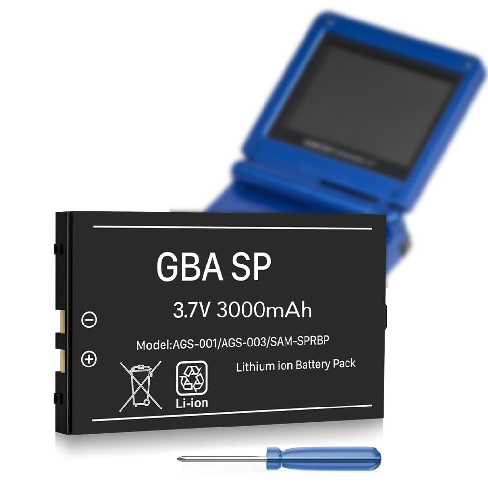 Batería de repuesto para Gameboy Advance SP (3000 mAh), alta capacidad, batería de ion de litio para Nintendo GBA SP AGS-001, AGS-003 con juego de herramientas