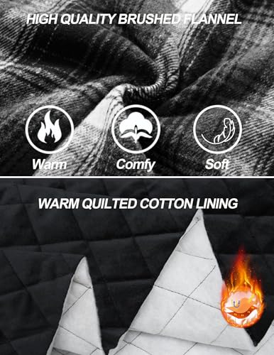 COOFANDY Men's Flannel Shirt Jackets Quilted Lined Plaid Jacket Long Sleeve Button Down Thick Winter Outwear Shackets3