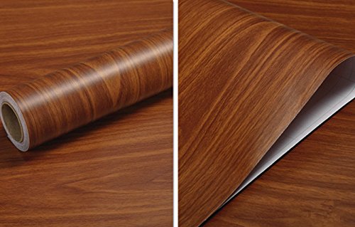 REDODECO Adhesive Wood Grain Paper Peel and Stick Furniture Stickers Wallpaper Cabinets Wardrobe Shelf Liners,15.8inch by 98inch (Brown)