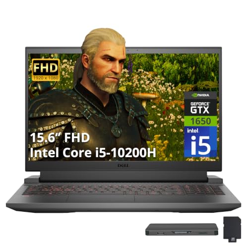 Image of Dell G5 15 5510 15.6 inch FHD 120Hz Gaming Laptop, Intel Core i5-10200H, GeForce GTX 1650, 16GB DDR4, 1.5TB Storage(512GB SSD+1TB Docking Station Set), Backlit Keyboard, Wi-Fi 6, Win 10, Dark Shadow Grey