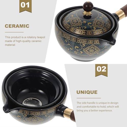 Tetera giratoria de cerámica lisa Gatuida para preparar té en casa de forma fácil y limpia 4