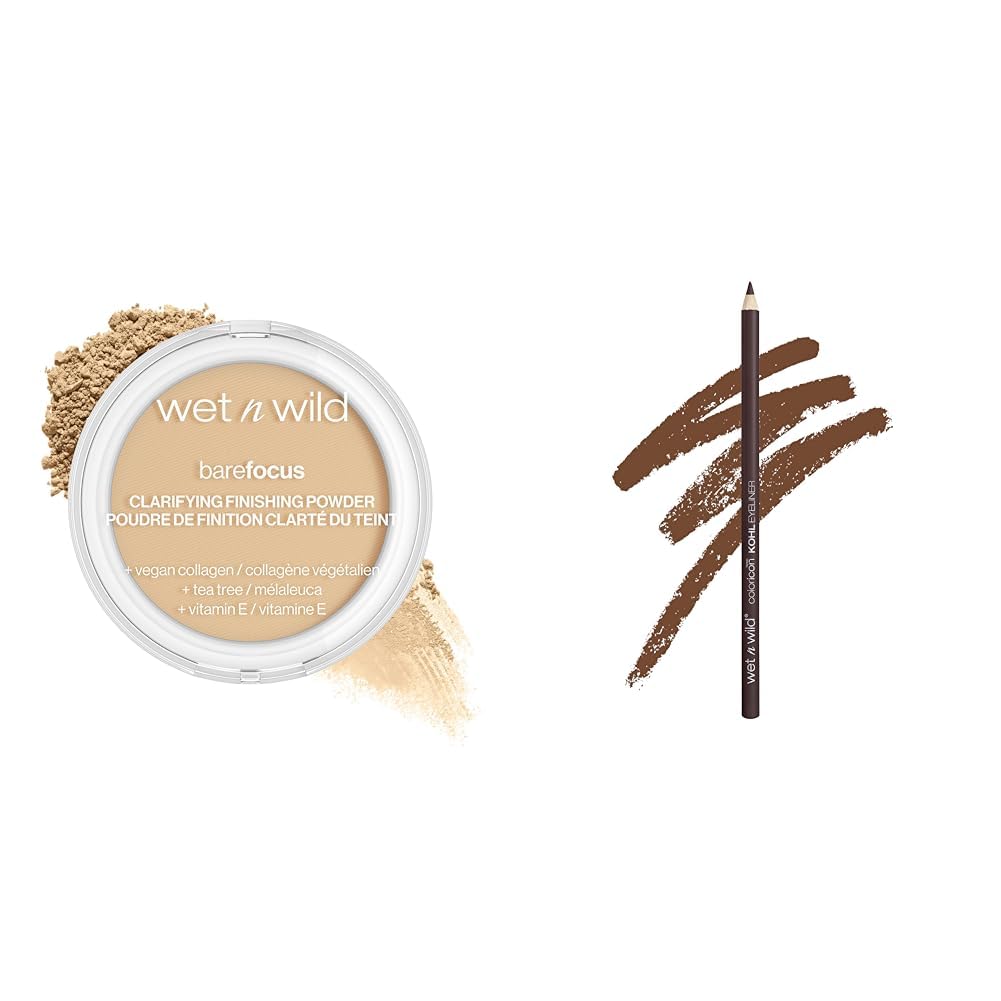 wet n wild Bare Focus Clarifying Finishing Powder Light-Medium Color Icon Kohl Eyeliner Pencil Simma Brown Now