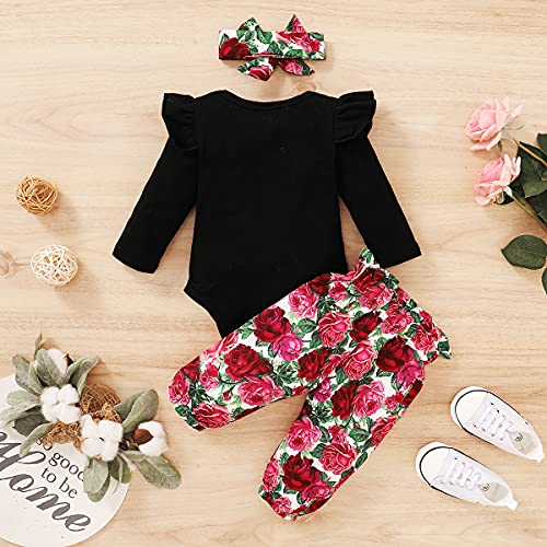 Baby Meisje Bloemen Romper Broek Hoofdband Kleding Set Lente Herfst Winter Outfit Homewear voor Peuter Meisjes - Image 3