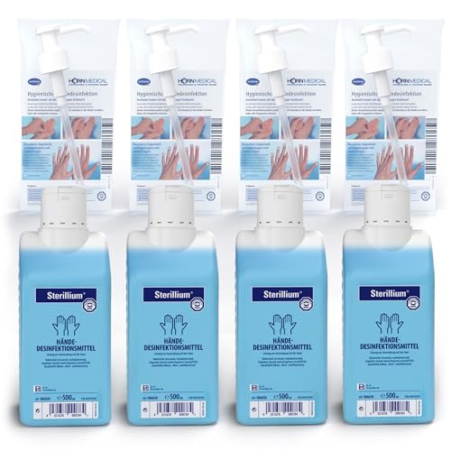 Horn Medical Dosierpumpen (4 Stück) mit Sterillium Händedesinfektionsmittel (4 x 500 ml)