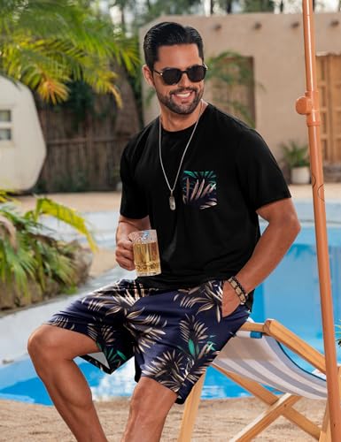 LecGee Mens Hawaiian 2 Piece Summer Outfits Short Sleeve Shirt and Floral Print Shorts Sets Beach Vacation Clothes for Men4