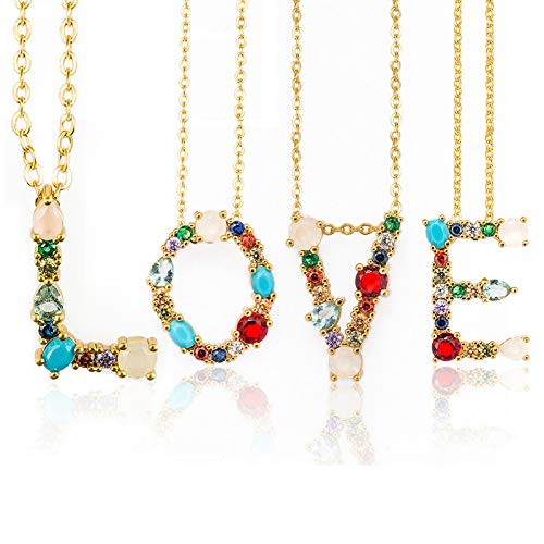 Colar com pingente fashion JENPECH com strass em corrente de clavícula, A-Z 26 colar com letras do a