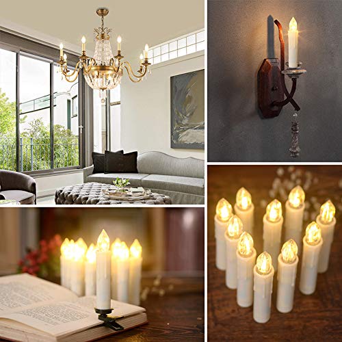 Image of PChero Window Candles Battery Operated with Timer Remote, 20 Pcs Christmas Flameless Candles, Waterproof Flickering Taper Candles for Window, Christmas Tree, Halloween Decor