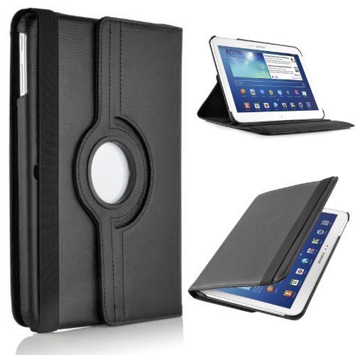 TechDealsUK 360 Degree Rotating Leather Folding Folio Stand Case Cover For Samsung Galaxy Tab 2 10.1 P5100 P5110 (Black)